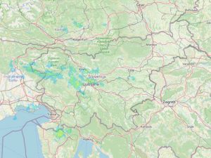 Radarska slika padavin za naslednjih 24 ur